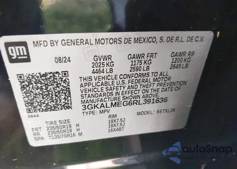 2024 GMC Terrain Fwd Sle from USA, damaged, VIN 3GKALMEG6RL391636